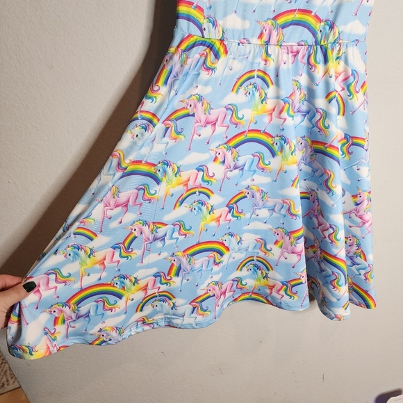 NWT Lisa Frank Unicorn Rainbow Dress Sz Small Sleeveless Magical XOXO Stretchy - Picture 10 of 16